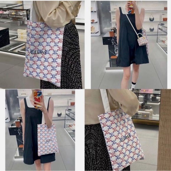 CELINE Novelty Tote Bag Triomphe - Navy White Red - Limited Edition - Picture 5 of 6